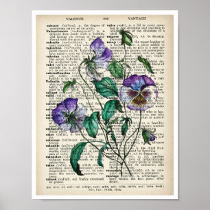 Botanische Kunst Druk Violet Old Page Poster af