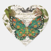 botanische kunst het franse schrift leaf butterfly hart sticker (Voorkant)