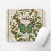 botanische kunst het franse schrift leaf butterfly muismat (Met muis)