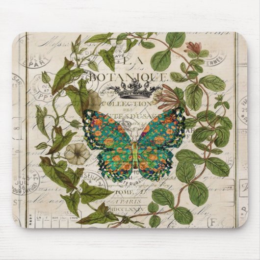 botanische kunst het franse schrift leaf butterfly muismat (Voorkant)