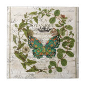 botanische kunst het franse schrift leaf butterfly tegeltje (Voorkant)