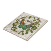botanische kunst het franse schrift leaf butterfly tegeltje (Zijkant)