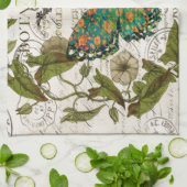 botanische kunst het franse schrift leaf butterfly theedoek (Gevouwen)