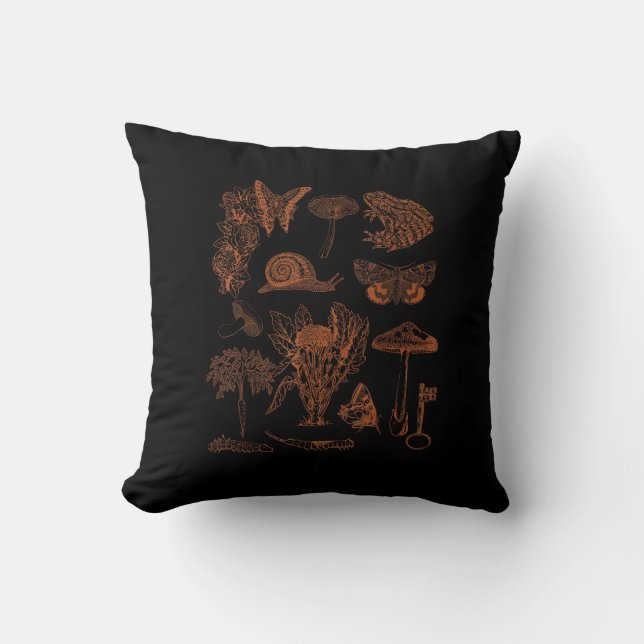 Botanische Kunst, Kikker Schimmels Goblincore Esth Kussen (Voorkant)