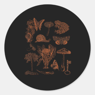 Botanische Kunst, Kikker Schimmels Goblincore Esth Ronde Sticker