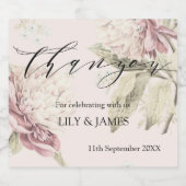  Botanische Kunst met Peony Sparkling Wijnetiket (Enkel label)