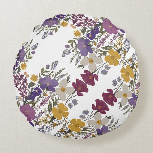 Botanische kunst rond kussen (Voorkant)