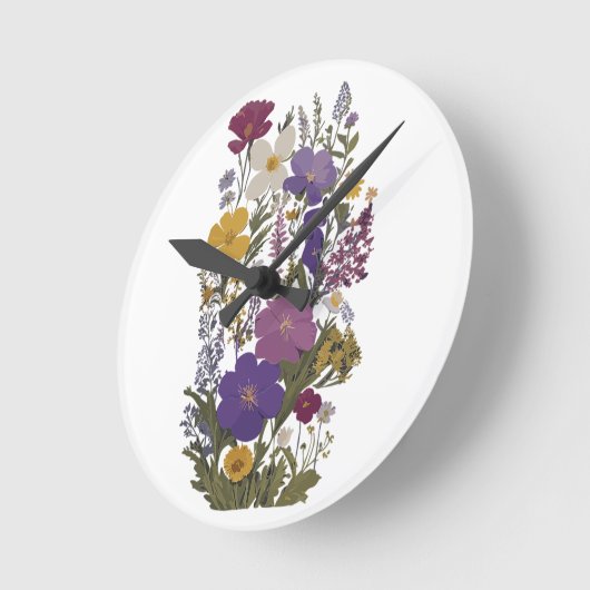 Botanische kunst ronde klok (Hoek)