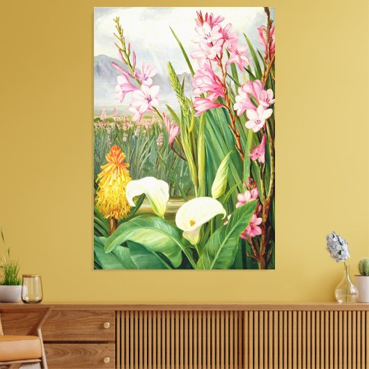 Botanische kunst: Schoonheid van de moeras Canvas Afdruk (Insitu (Woonkamer))