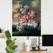 Botanische kunst tempel van flora anjers poster (Thuiskantoor)