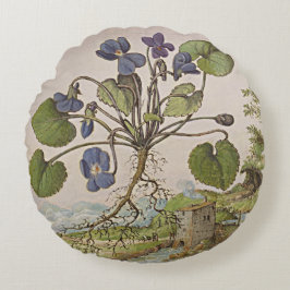 Botanische kunst van de oude wereld Viola Cushions Rond Kussen