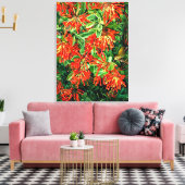 Botanische kunst: Verbrandende Struik en Emu Wren  Canvas Afdruk (Insitu (Woonkamer))