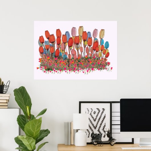 Botanische kunstafdrukken van Tulip Garden Poster (Thuiskantoor)