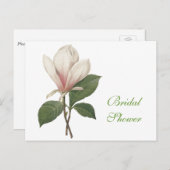  botanische kunstelegante magnolibloem uitnodiging briefkaart (Voorkant / Achterkant)