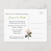  botanische kunstelegante magnolibloem uitnodiging briefkaart (Achterkant)