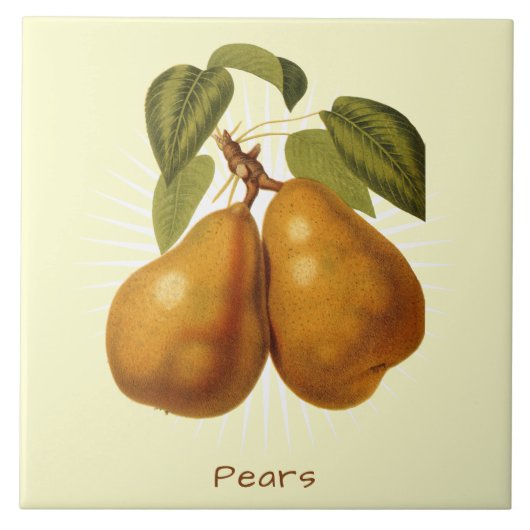 Botanische kunstkeramische tegel voor peren tegeltje (Voorkant)