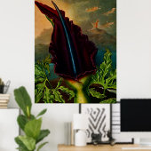 Botanische kunsttempel van Flora Dragon Plant Poster (Thuiskantoor)