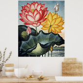 Botanische kunsttempel van Flora Egyptian Water Li Poster (Keuken)