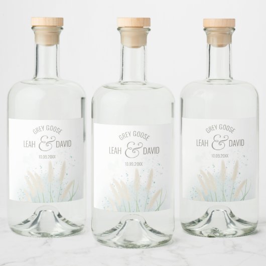 Botanische kustbruiloft likeurfles etiket (Flessen)