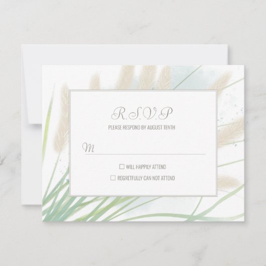 Botanische kustbruiloft RSVP kaartje (Voorkant)