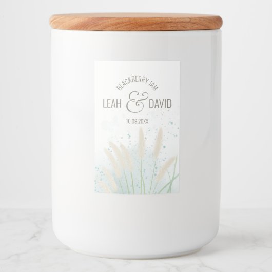 Botanische kustbruiloft voedselcontainer etiket (Voorkant)