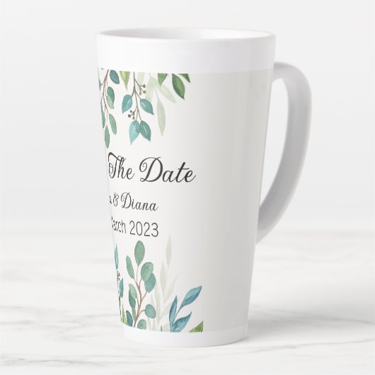 Botanische kwadratuur van Greenery, behalve de dat Latte Mok (Rechterhoek)