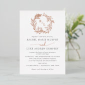 Botanische Laurel Leaf Wreath Wedding Monogram Fol Folie Uitnodiging (Staand Voorkant)