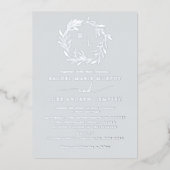 Botanische Laurel Leaf Wreath Wedding Monogram Folie Uitnodiging (Voorkant)