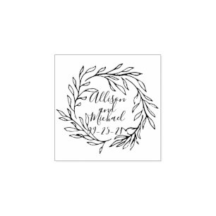 Botanische laurier bladeren krans bruiloft rubberstempel