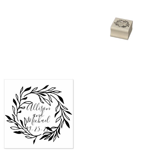 Botanische laurier bladeren krans bruiloft rubberstempel (Gestempeld)