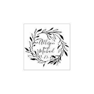 Botanische laurier bladeren krans bruiloft rubberstempel