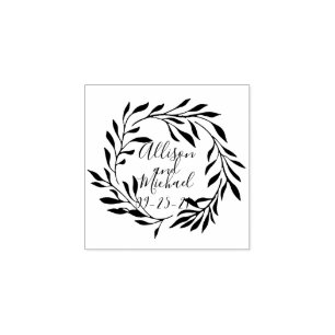 Botanische laurier bladeren krans bruiloft rubberstempel