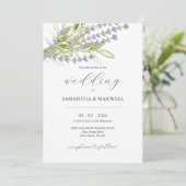 Botanische Lavendel Bruiloft Uitnodiging Waterverf (Staand voorkant)