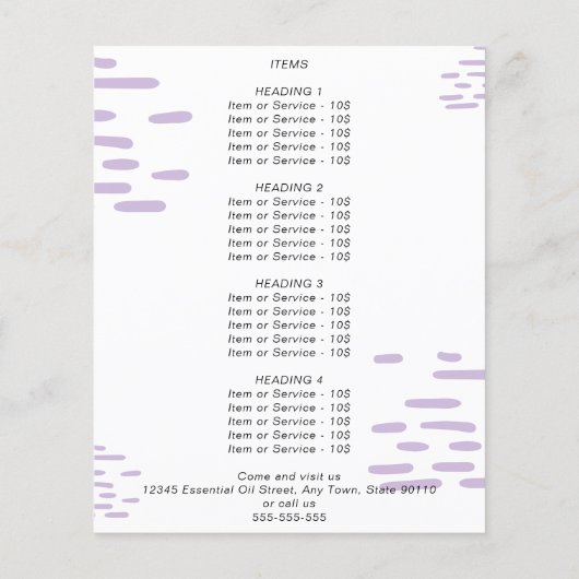 Botanische Lavendel Etherische Olie Aquarel Promo Flyer (Achterkant)