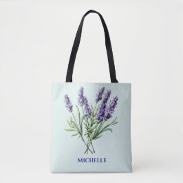 Botanische lavendel herbruikbaar tote bag