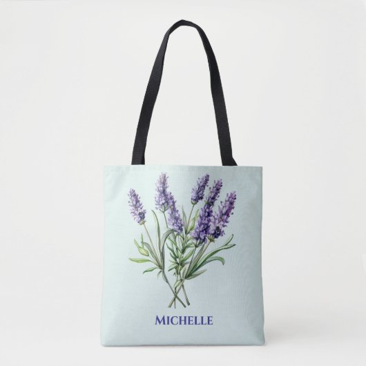 Botanische lavendel herbruikbaar tote bag (Voorkant)