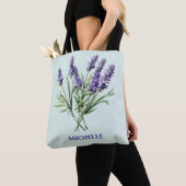 Botanische lavendel herbruikbaar tote bag (Dichtbij)