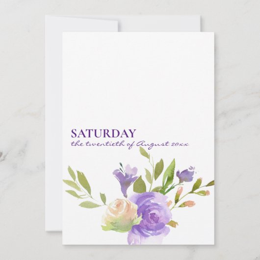 Botanische lavendel roze minnengroen bloemhuwelijk kaart (Achterkant)