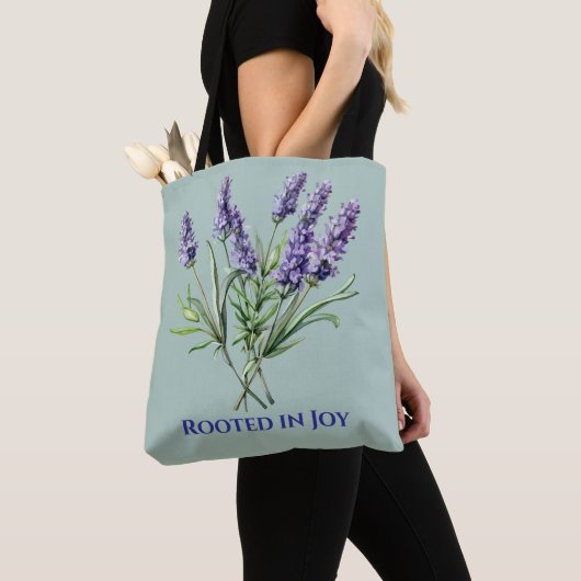 Botanische Lavendel Sprig herbruikbare Canvas tas (Dichtbij)
