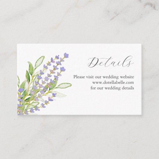 Botanische Lavendel Waterverf Bruiloft Behuizing Informatiekaartje (Voorkant)