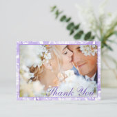Botanische Lavendel Witte bladeren FOTO bruiloft Bedankkaart (Staand voorkant)