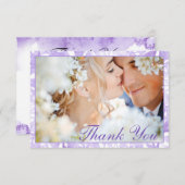 Botanische Lavendel Witte bladeren FOTO bruiloft Bedankkaart (Voorkant / Achterkant)