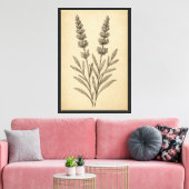 botanische lavendelgravure canvas afdruk (Insitu (Woonkamer))