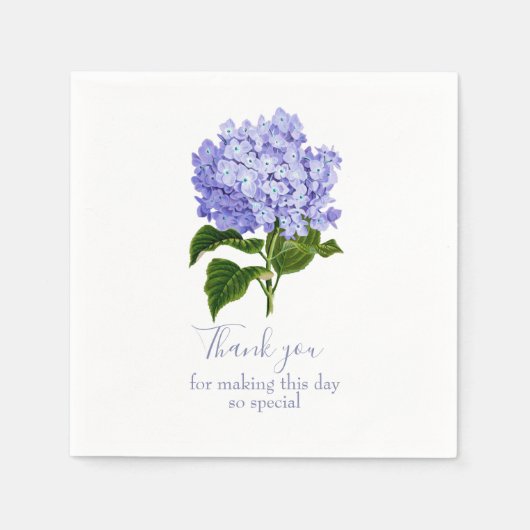 Botanische Lavender Hydrangea Script Dank u Servet (Voorkant)