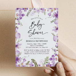 Botanische lavender Lila Florals Baby shower Kaart