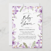 Botanische lavender Lila Florals Baby shower Kaart (Voorkant)
