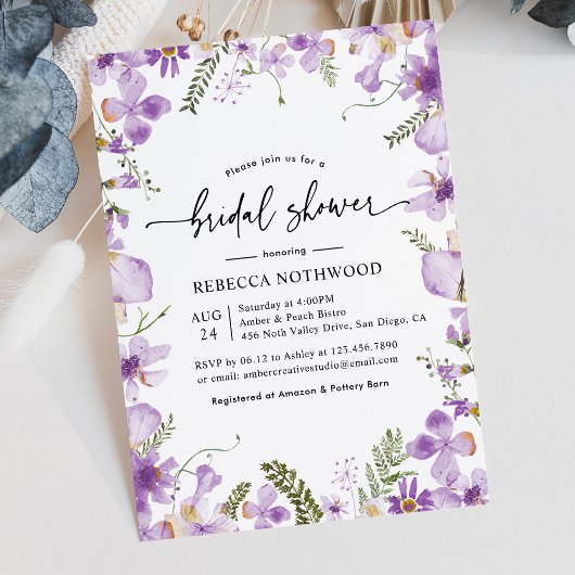 Botanische lavender Lila Florals Vrijgezellenfeest Kaart