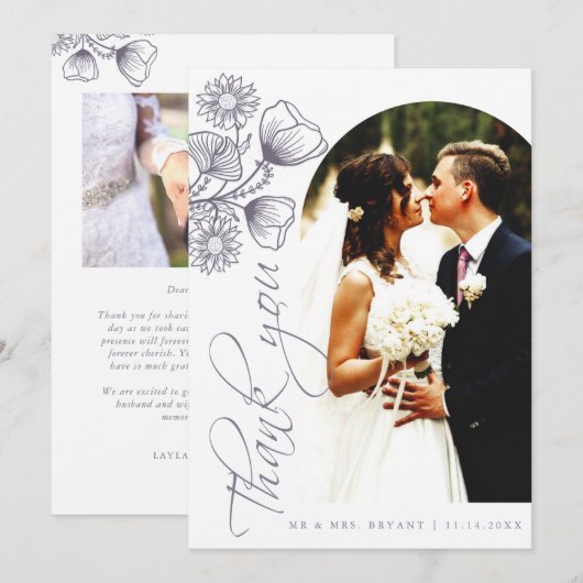 Botanische lavender Weddenschap Hartelijk dank Bedankkaart (Voorkant / Achterkant)