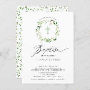 Botanische Leaf Baptisme Invitation Kaart
