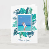 Botanische Leaf Bruiloft Pas getrouwd Foto Gevouwe Bedankkaart (Voorkant)